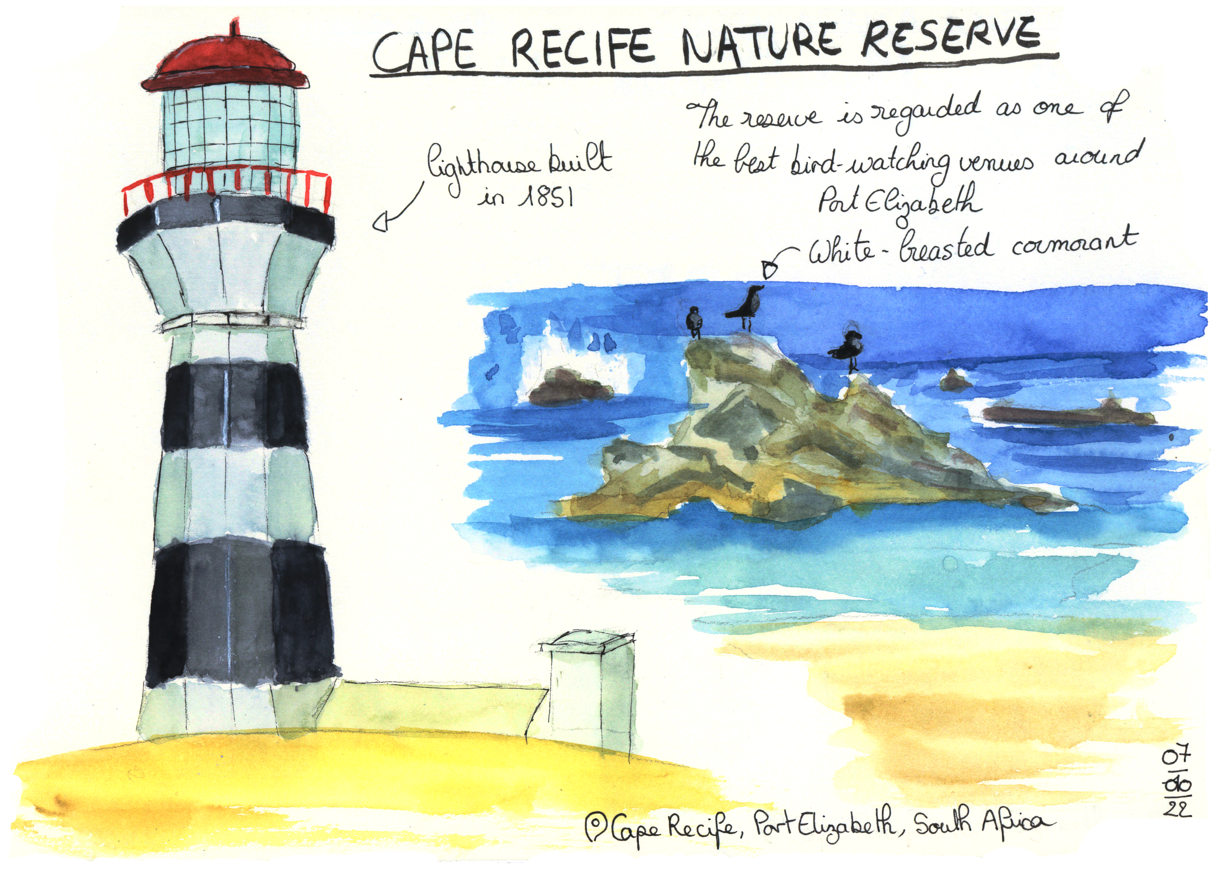 watercolor of Cape Recife Natural Reserve