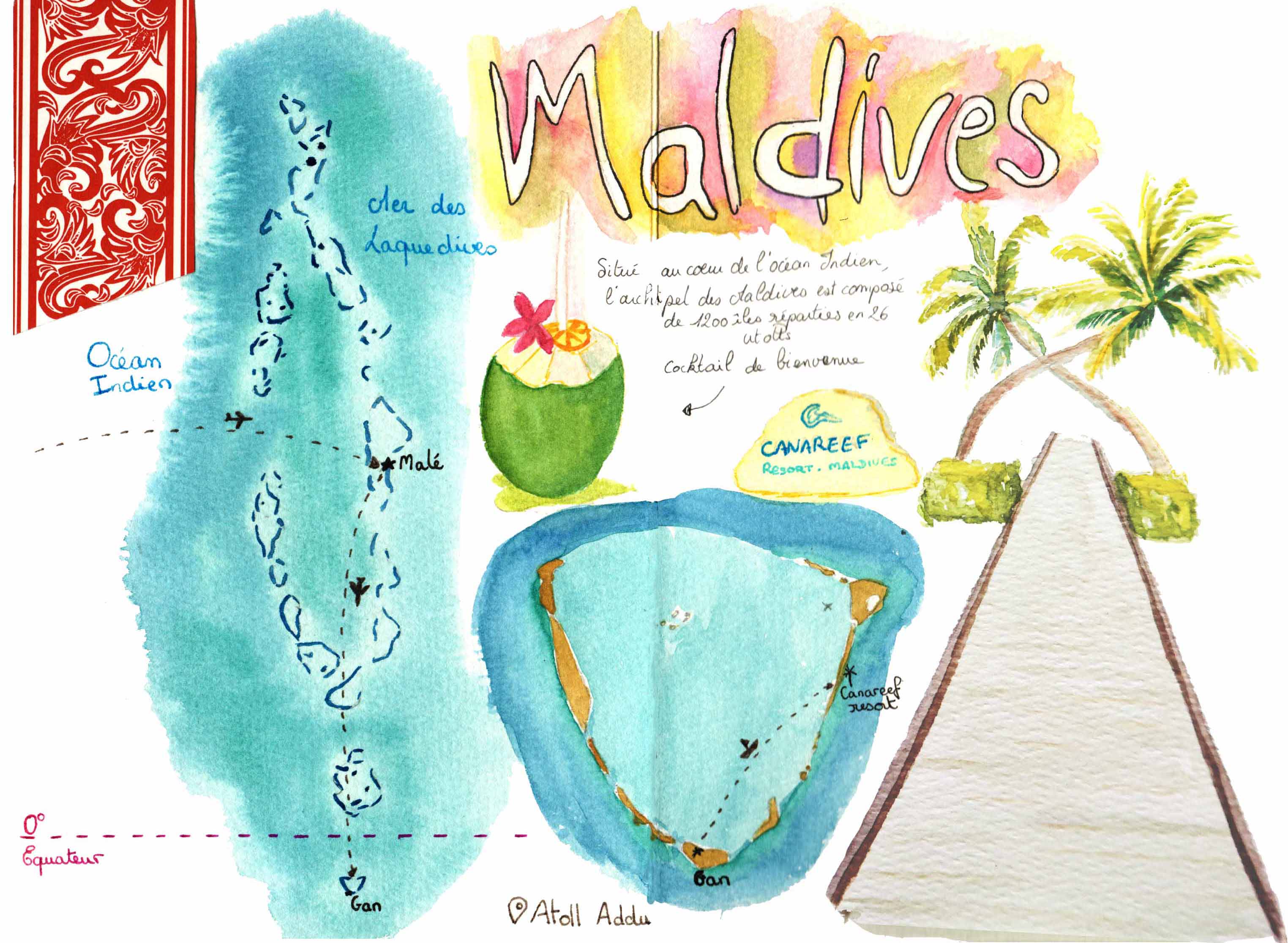 Watercolors of Sultan Qaboos Grand Mosque Mosque, Oman