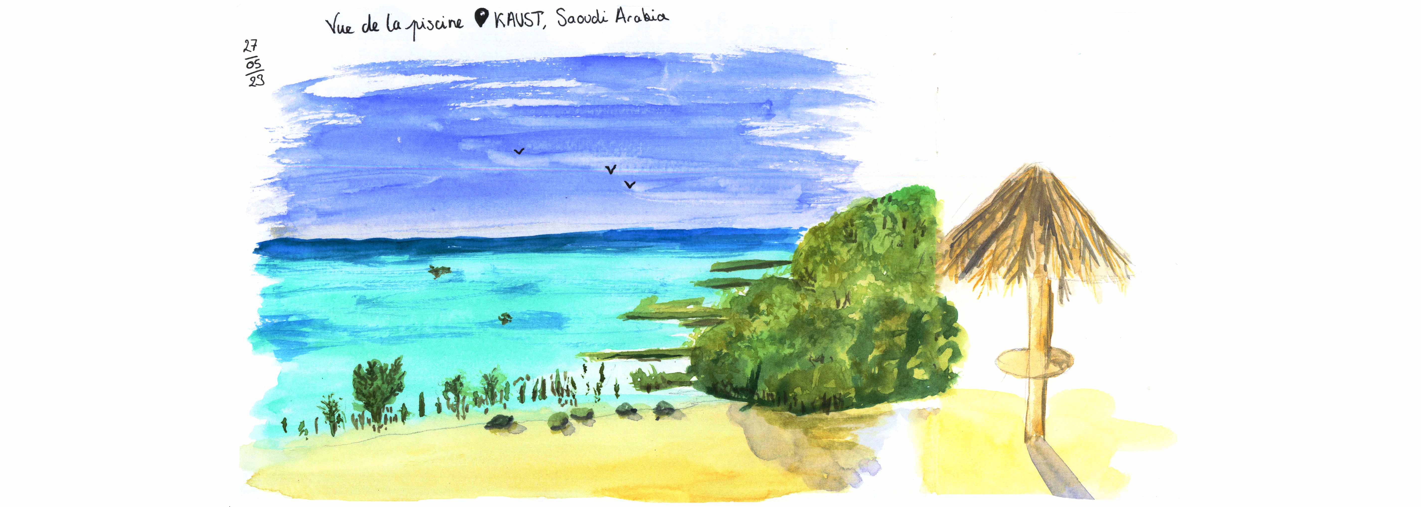 Watercolors of the KAUST lighthouse, saudi arabia