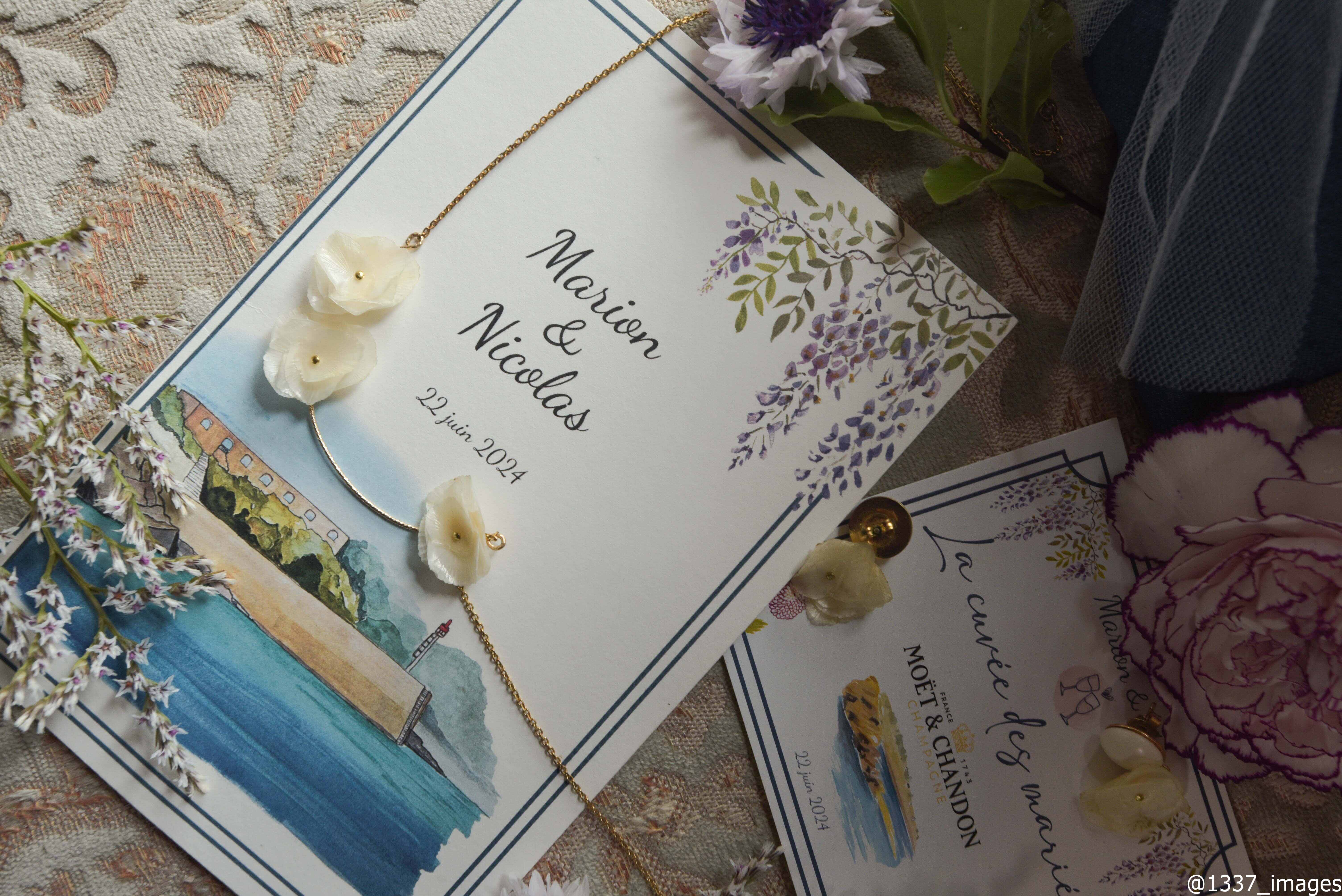 Faire-part de mariage à l'aquarelle sur-mesure